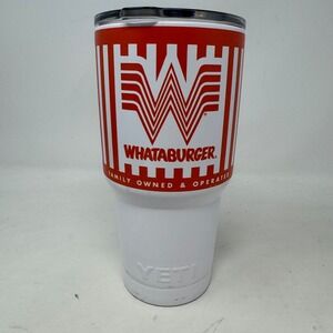 YETI Rambler 30 oz Tumbler Whataburger Edition White Orange Stainless Steel Mug